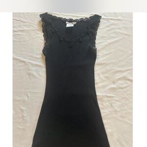 Y2K  Black Lace-Trimmed Tank Top